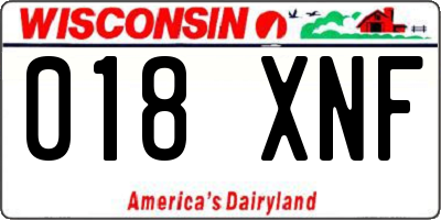 WI license plate 018XNF