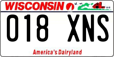 WI license plate 018XNS