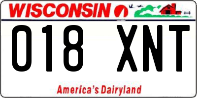 WI license plate 018XNT