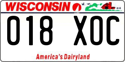 WI license plate 018XOC