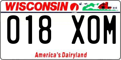 WI license plate 018XOM