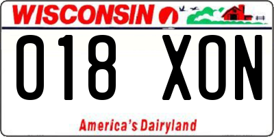 WI license plate 018XON