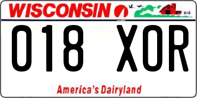 WI license plate 018XOR