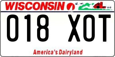 WI license plate 018XOT