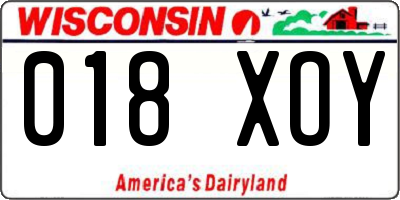 WI license plate 018XOY