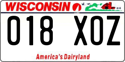WI license plate 018XOZ