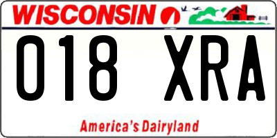 WI license plate 018XRA