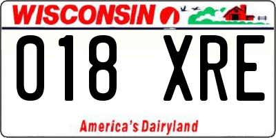 WI license plate 018XRE