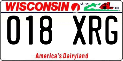 WI license plate 018XRG