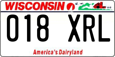 WI license plate 018XRL