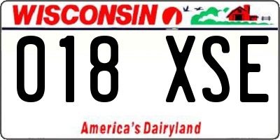 WI license plate 018XSE
