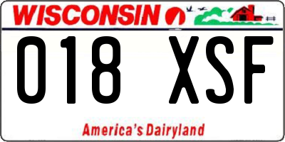 WI license plate 018XSF