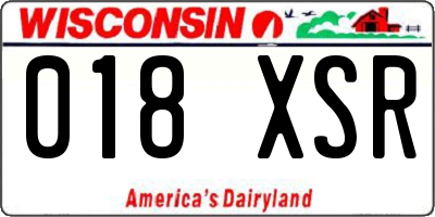 WI license plate 018XSR
