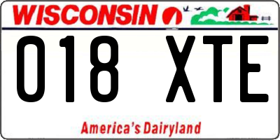 WI license plate 018XTE
