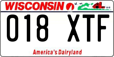 WI license plate 018XTF