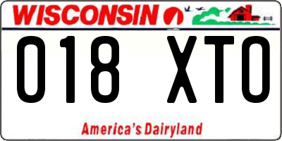 WI license plate 018XTO