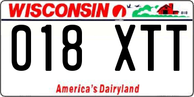 WI license plate 018XTT