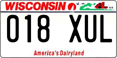 WI license plate 018XUL