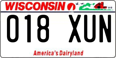 WI license plate 018XUN
