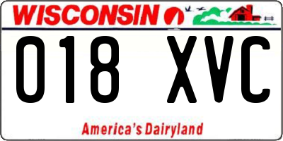WI license plate 018XVC