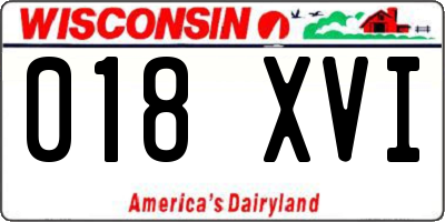 WI license plate 018XVI