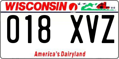 WI license plate 018XVZ