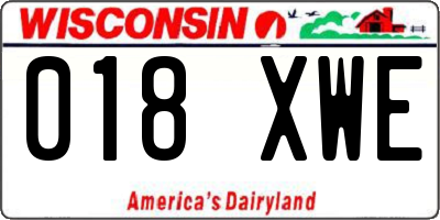 WI license plate 018XWE