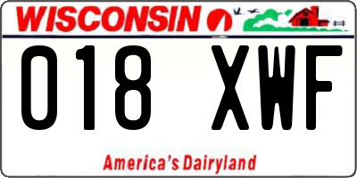 WI license plate 018XWF