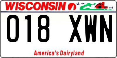 WI license plate 018XWN