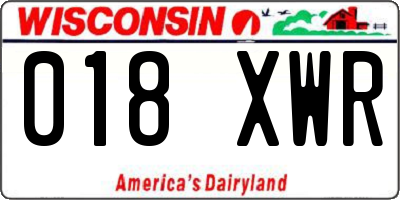 WI license plate 018XWR