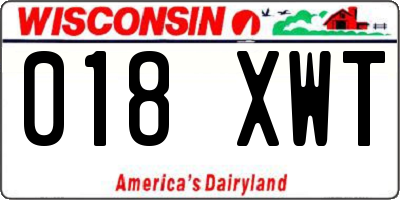 WI license plate 018XWT