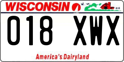 WI license plate 018XWX
