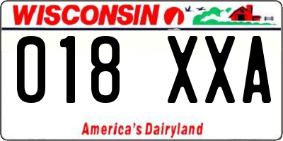 WI license plate 018XXA