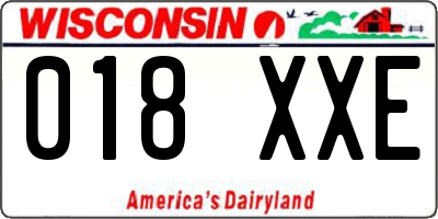 WI license plate 018XXE