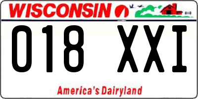 WI license plate 018XXI