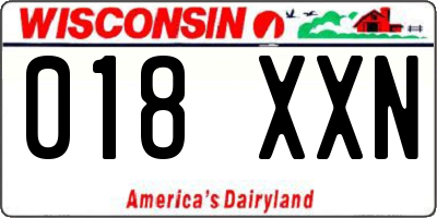 WI license plate 018XXN