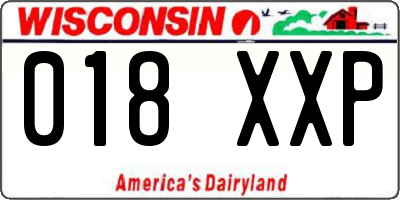 WI license plate 018XXP