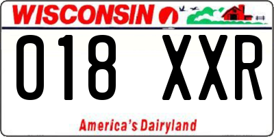 WI license plate 018XXR