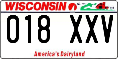 WI license plate 018XXV