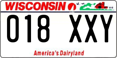 WI license plate 018XXY
