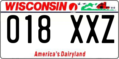 WI license plate 018XXZ