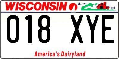 WI license plate 018XYE