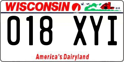 WI license plate 018XYI