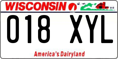 WI license plate 018XYL