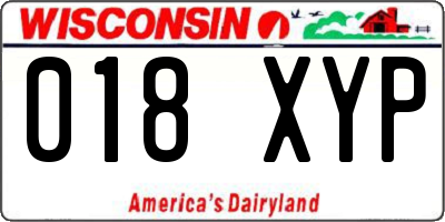 WI license plate 018XYP
