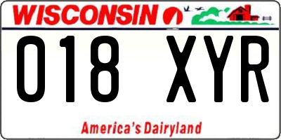 WI license plate 018XYR