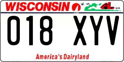 WI license plate 018XYV