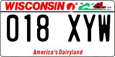 WI license plate 018XYW