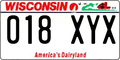 WI license plate 018XYX