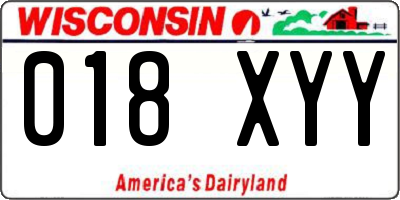 WI license plate 018XYY